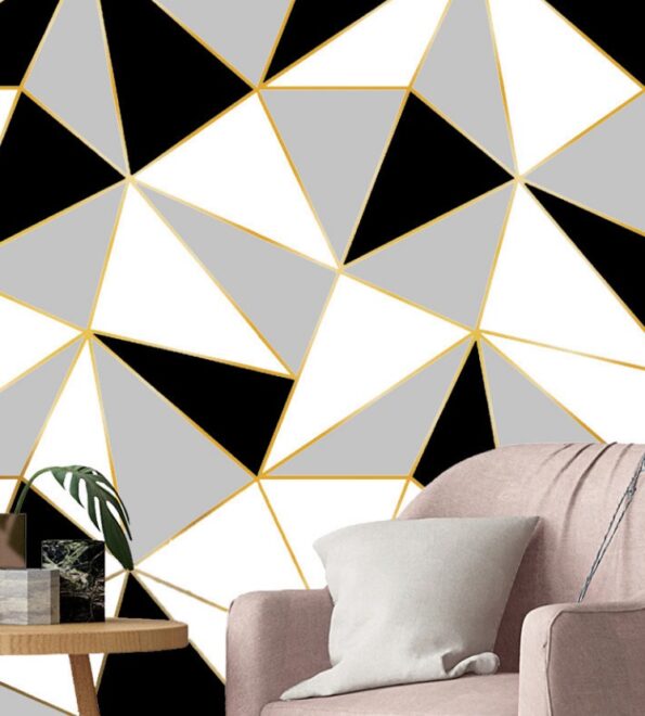 papel de parede 45cmx5m decorativo interponte pvc hd69997-triângulos preto