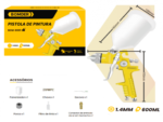 pistola de pintura bom-8001 1.4mm 600ml bomder