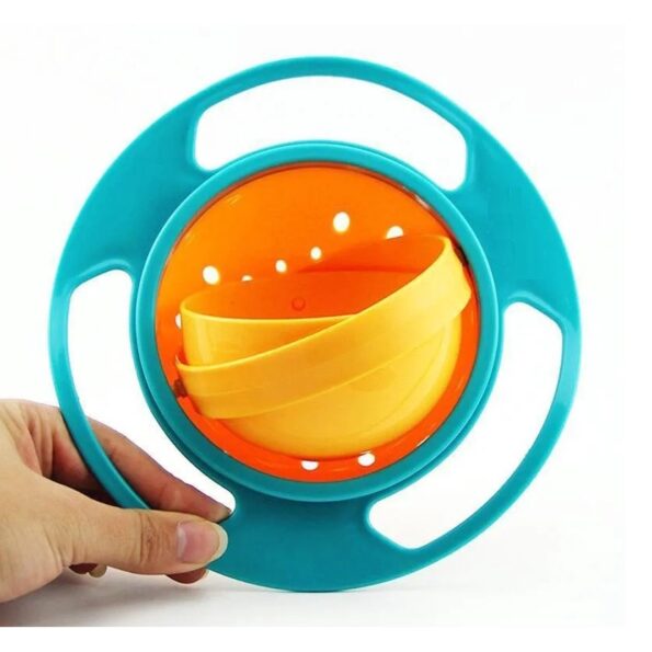 prato giratório rosa anti-queda para comida para bebês hm-592 azul laranja3