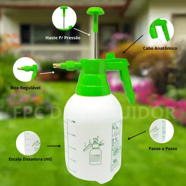 pulverizador borrifador manual pressão 2 litros profissional ju-40 cor verde1
