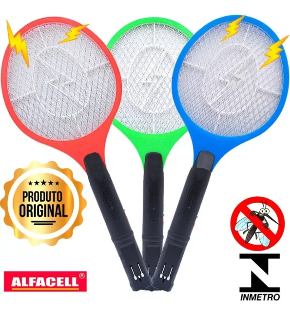 raquete mata mosquito pernilongo inseto recarregável bivolt cor vermelho (1)