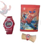 relogio infantil c carteira porta cedula p0092 homem aranha 1