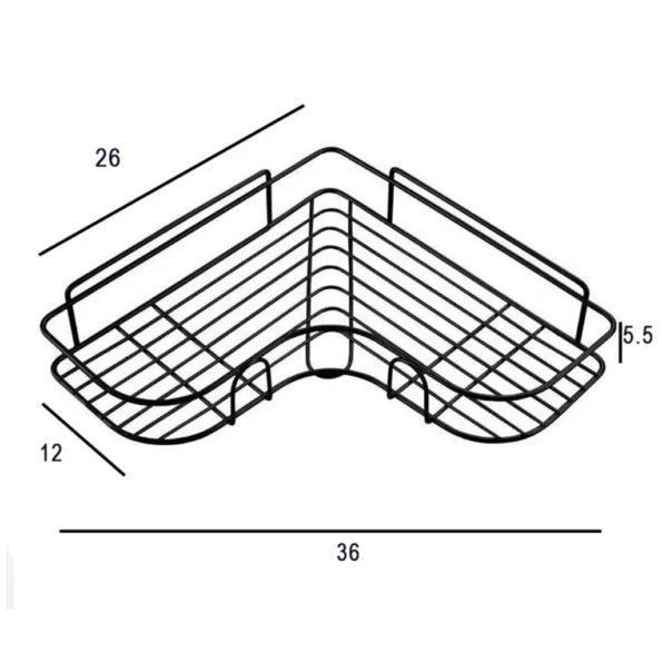 suporte de metal para cozinha e banheiro 26x26x6cm hd52719 -preto2