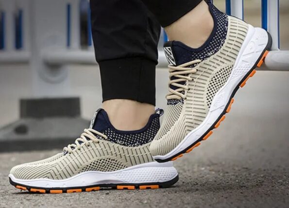 tenis calçado de corrida n40 antiderrapante masculino bege2