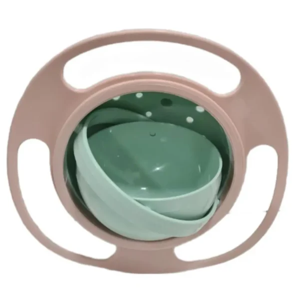 tigela giratória prato infantil segura alimento bowl 360° hm-592-bege verde