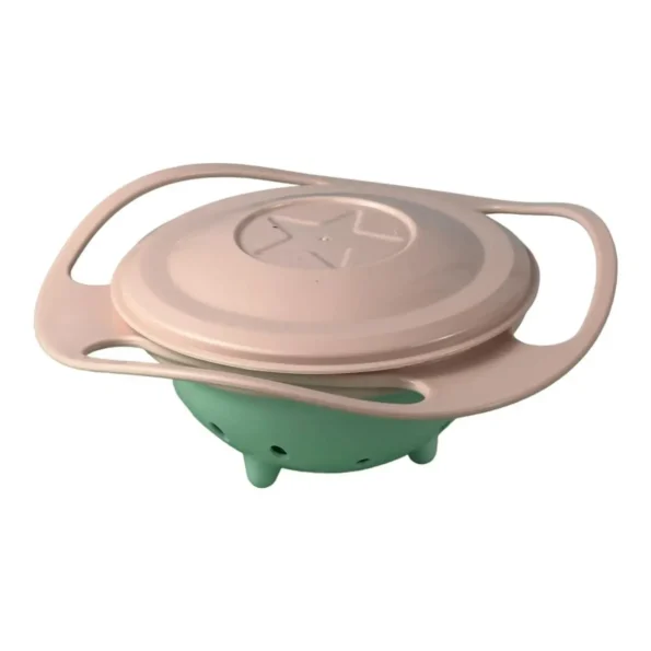tigela giratória prato infantil segura alimento bowl 360° hm-592-bege verde2