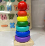 torre de arco-íris de madeira brinquedo educativo 1