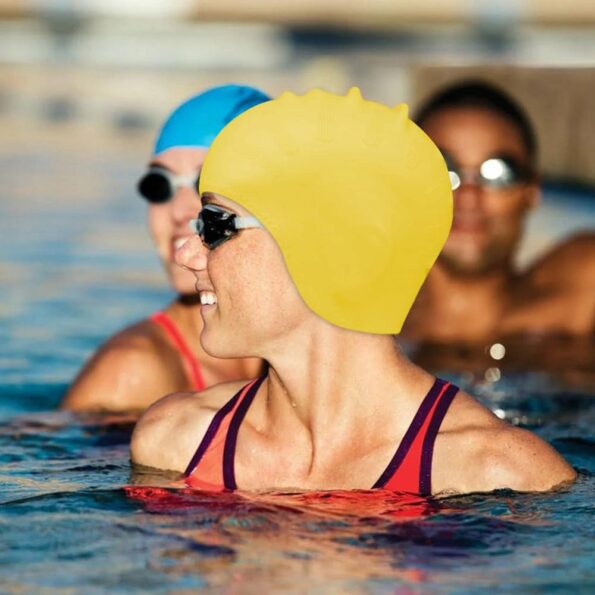 touca de natação silicone sun way elp0521 profissional-amarelo 3