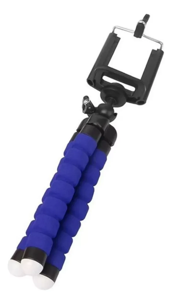 tripé para celulares e câmeras mini articulável modelo polvo ns2611- azul