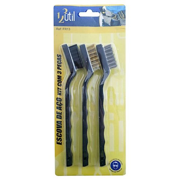 Escova De Aço C Cabo 3 Peças Multiuso Limpeza (1)