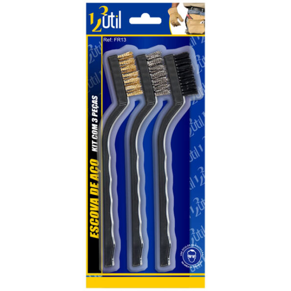 Escova De Aço C Cabo 3 Peças Multiuso Limpeza (1)