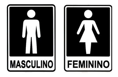 Kit Placas Para Banheiro Sinalização feminino masculino 1