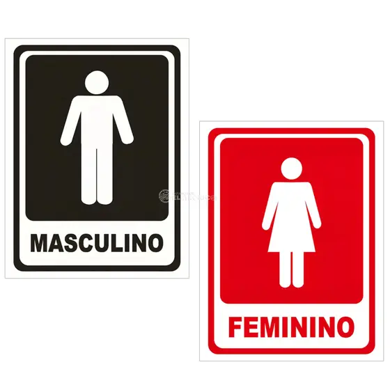 Kit Placas Para Banheiro Sinalização feminino masculino