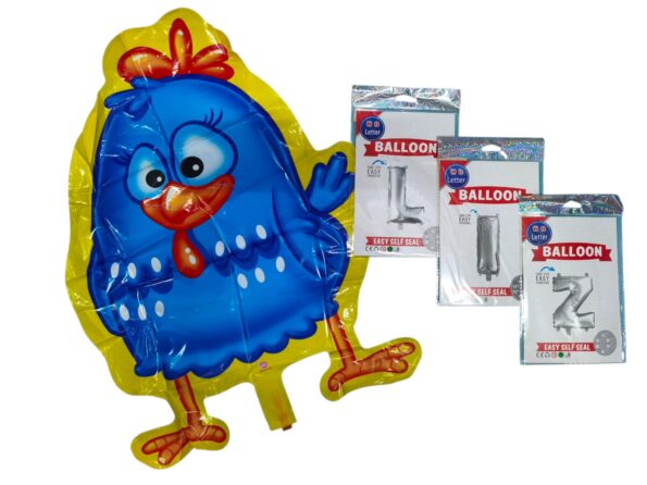 Kit balao metalizado Galinha pintadinha e letras