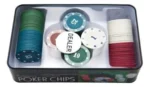kit poker profissional em lata 100 fichas jogo baralho 2