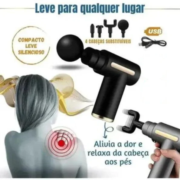 massageador elétrico profissional muscular portátil massagem preto kp-em12 3