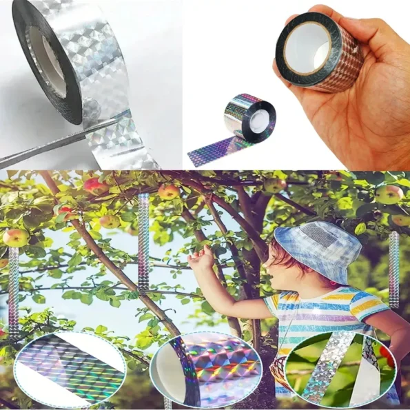 rolo refletivo 45 metros anti pássaro fita repelente horta