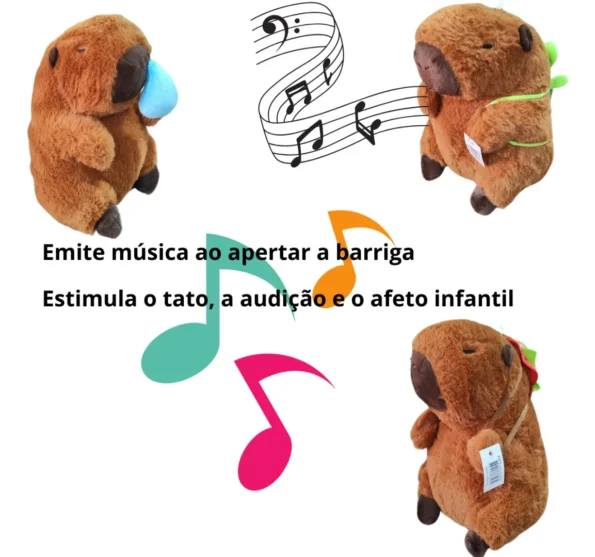 capivara filó pelúcia fofa antialérgica 23cm musical