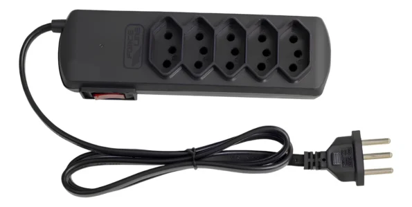 filtro de linha 0,8m 10a tripolar preto 5 tomadas forceline cod0060500124 2