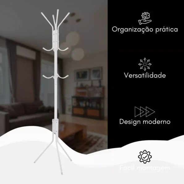 mancebo cabideiro bolsa casaco chapéu roupas 12 ganchos cor branco mb-10b (3)