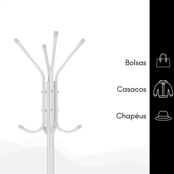 mancebo cabideiro chão pé bolsa casaco chapéu 12 ganchos cor branco mb-10b (1)