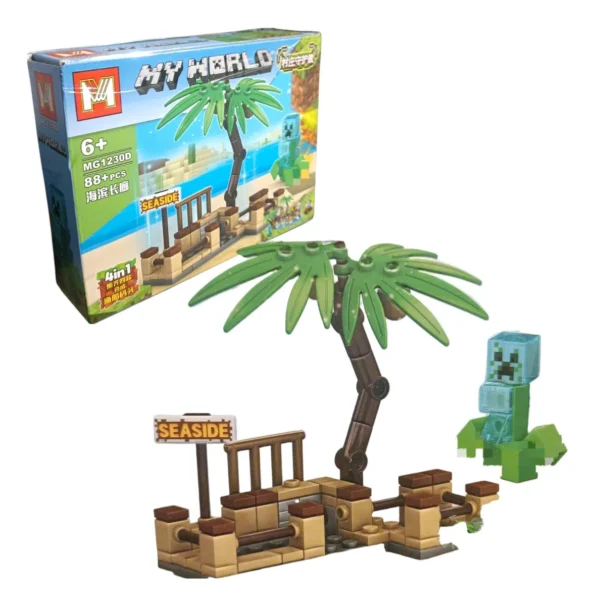 my world blocos de construção médios mina 87 creeper na praia 1