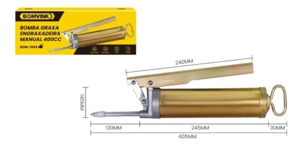 bomba de graxa engraxadeira manual capacidade 400 gramas bom-1664