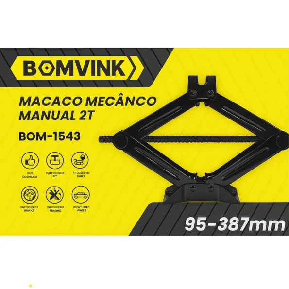 macaco manual 2 toneladas profissional alta resistente- bomvink bom-1543 2