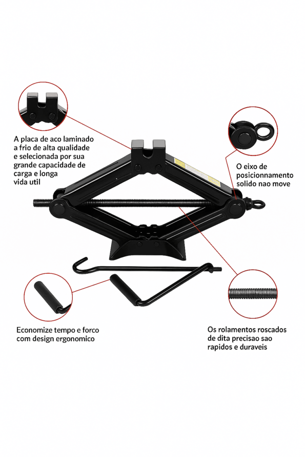 macaco mecânico manual 1t profissional alta resistente- bomvink bom-1544 2