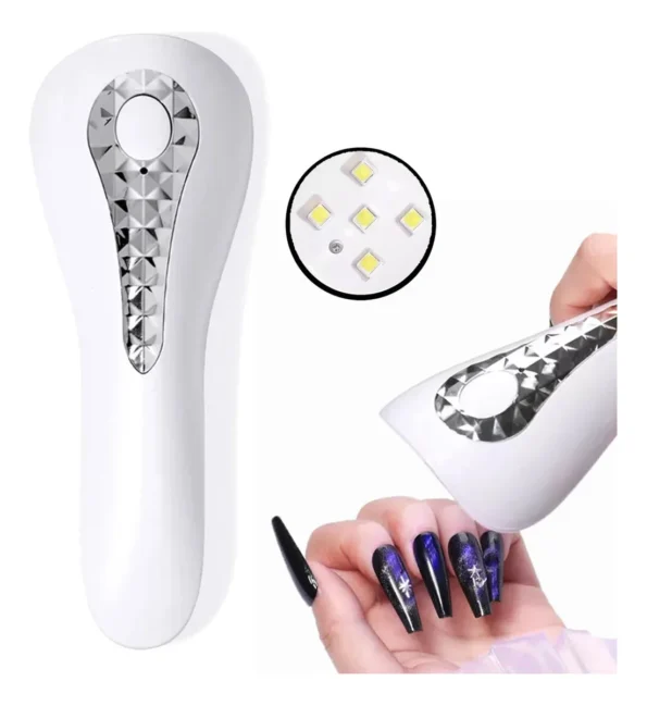 mini cabine unha leduv portátil usb 5 lampadas 18w branco oih-5180