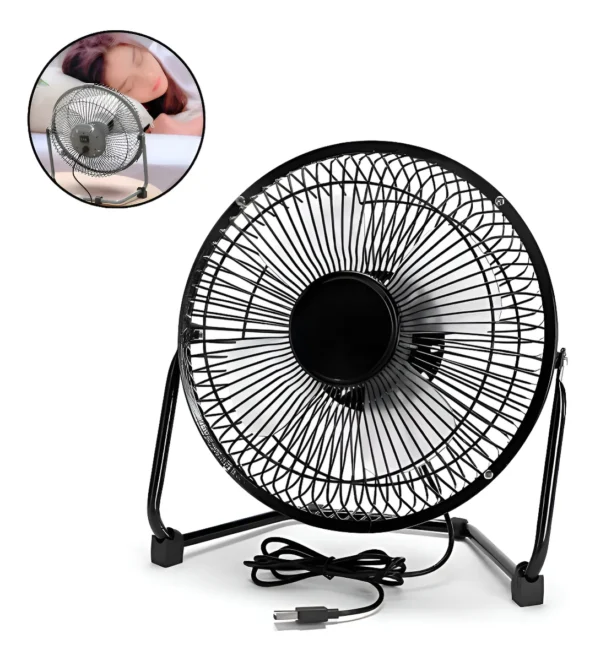 mini ventilador usb de mesa premium potente e silencioso preto oih-61078u