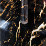 papel adesivo para parede 30x60cm preto ouro