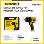 chave de impacto pneumática 12 1500n.m bomvink profissional bom-8021 1