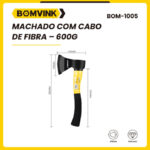 machado com cabo de fibra 600g bomvink profissional bom-1005 2