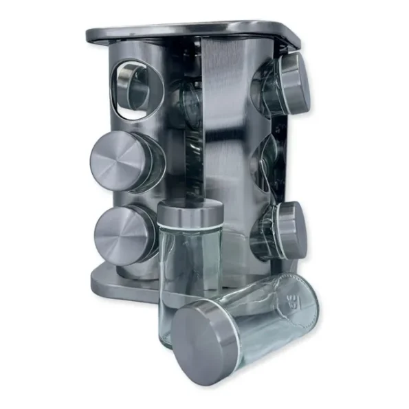porta tempero e condimentos giratório 360 inox 12 potes oasis market oih-2661 1