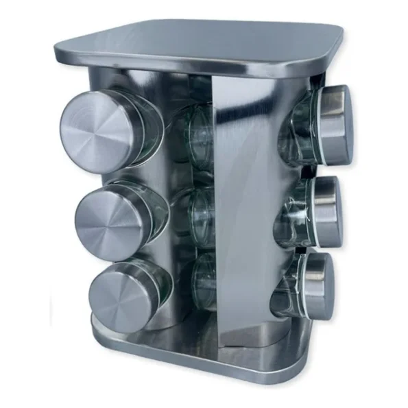 porta tempero e condimentos giratório 360 inox 12 potes oasis market oih-2661 2