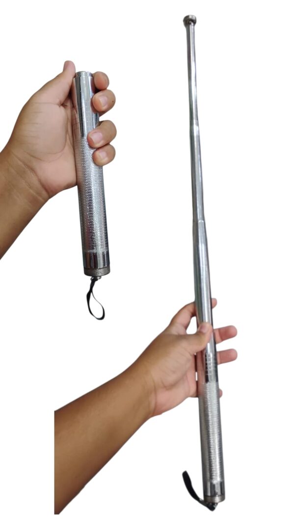 bastao em aco retratil 20cm cromado muito forte 3 estagios yf-055.