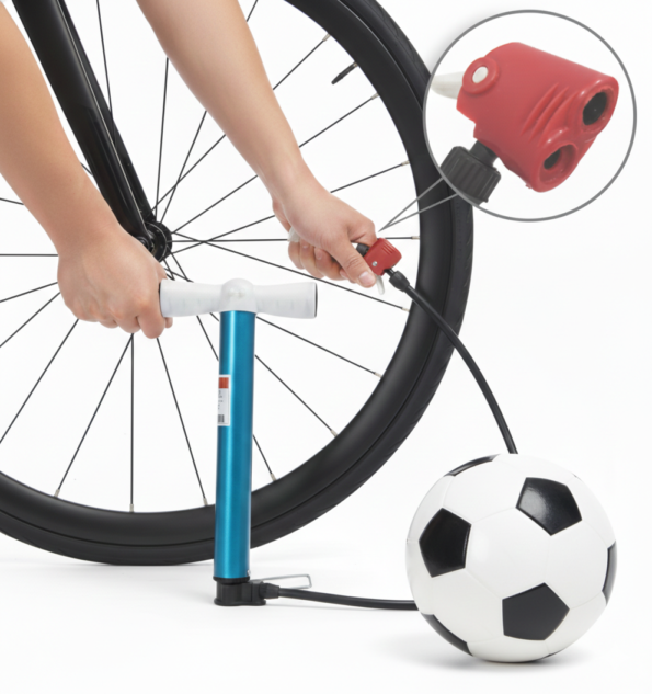 bomba manual 35cm encher pneu bicicleta moto bolas inflaveis azul try-9480