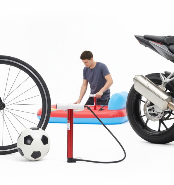 bomba manual 35cm encher pneu bicicleta moto bolas inflaveis vermelho try-9480