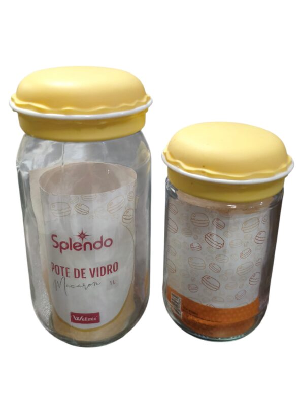conj de pote de vidro 1l 18x7cm e 660ml14x7cm splendo wx08860 wx08859 amarelo