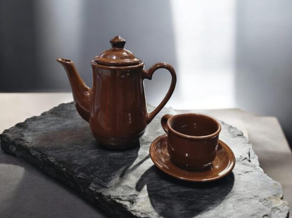 conjunto xicara combule em ceramica brown 12pçs ud694