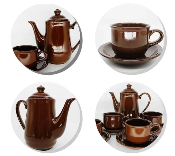 conjunto xicara combule em ceramica brown 12pçs ud6941