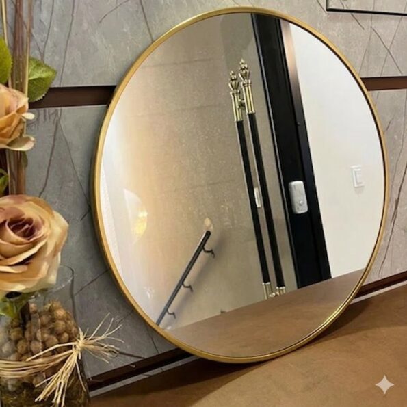 espelho redondo moldura maleável grande quarto banheiro salão re016-x 1