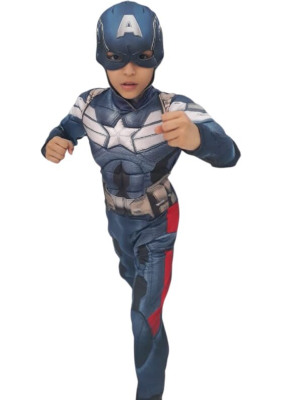 fantasia infantil luxo enchimento capitao herói + máscara tecido 7-8anos