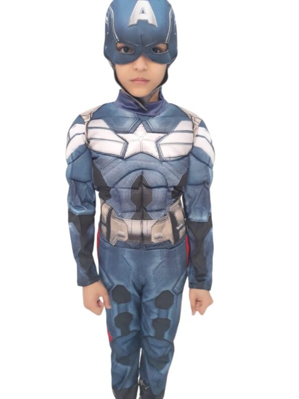 fantasia infantil luxo enchimento capitao herói + máscara tecido 7-8anos1