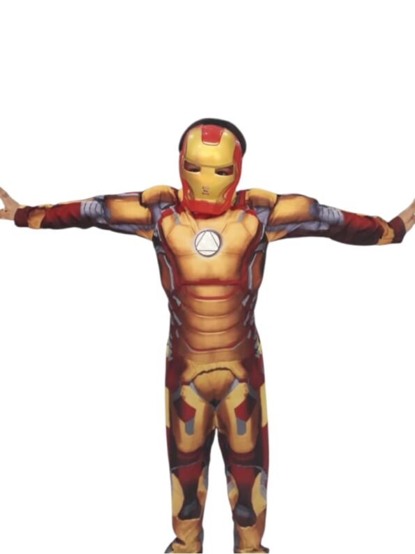 fantasia infantil luxo enchimento homem herói + máscara plástica 7 a 8 anos