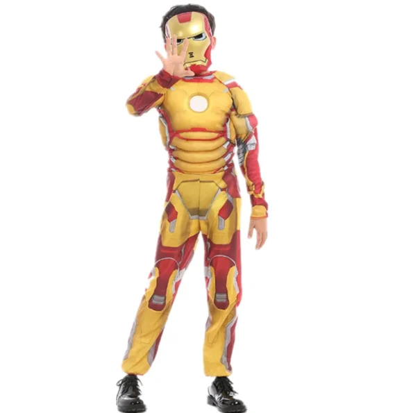 fantasia infantil luxo enchimento homem herói + máscara plástica 9 a 10 anos