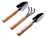 kit jardinagem 3 peças pá colher garfo madeira e aço 17 cm vi-2715 1