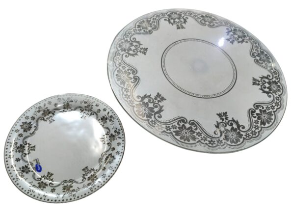 kit prato para bolo & sobremesa exclusivo decorglass rendado branco -queima2