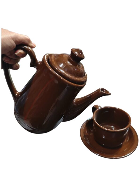 kit xicara jogo de cha em ceramica bule 12pçs café de manhã – 123util